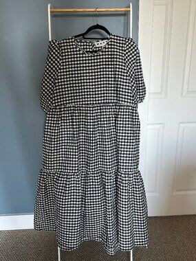 WRAY Gingham Dress Black White XL